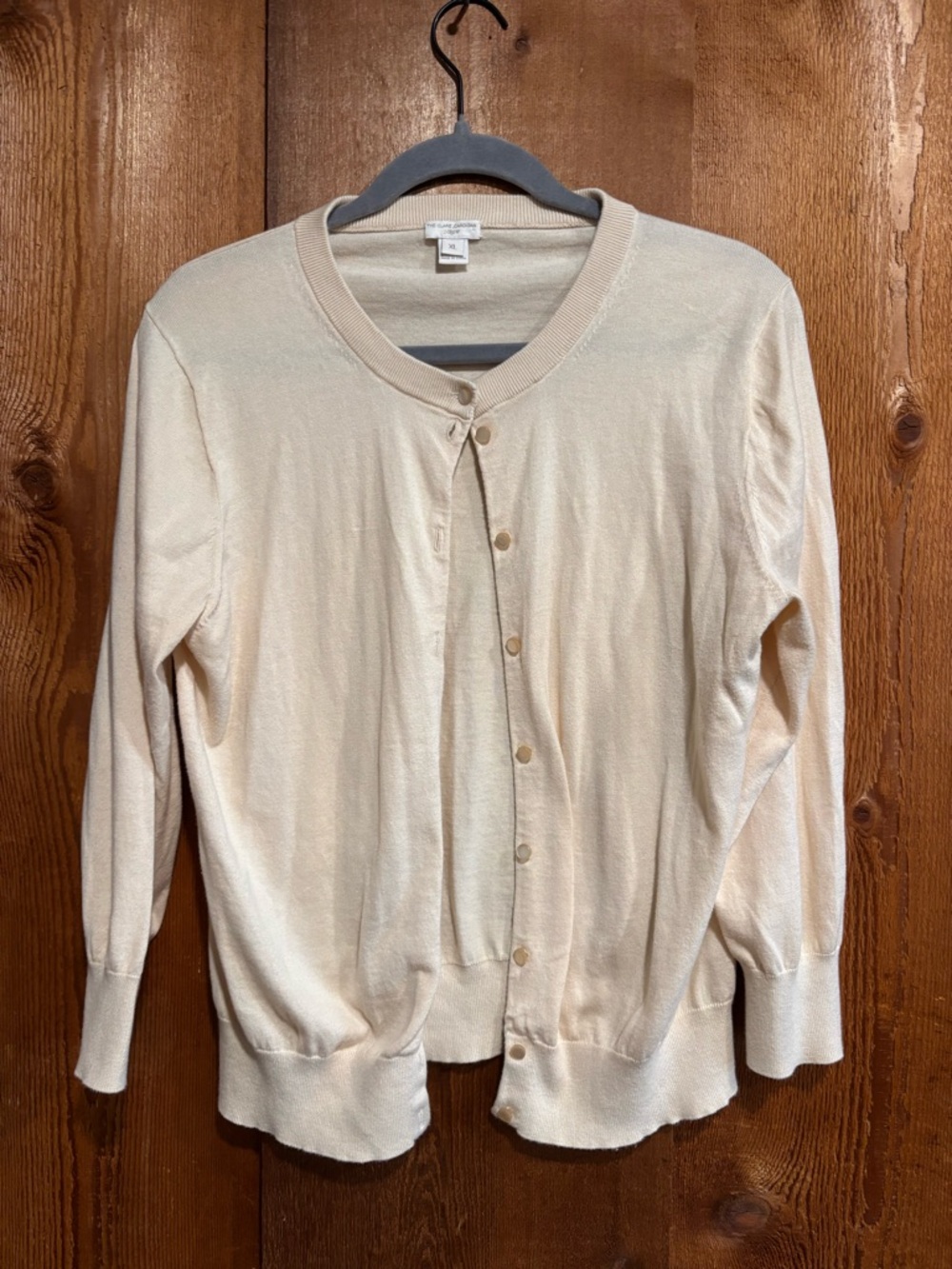 J. Crew The Clare Cardigan Cream Off-White Pearl Button Cotton Knit XL